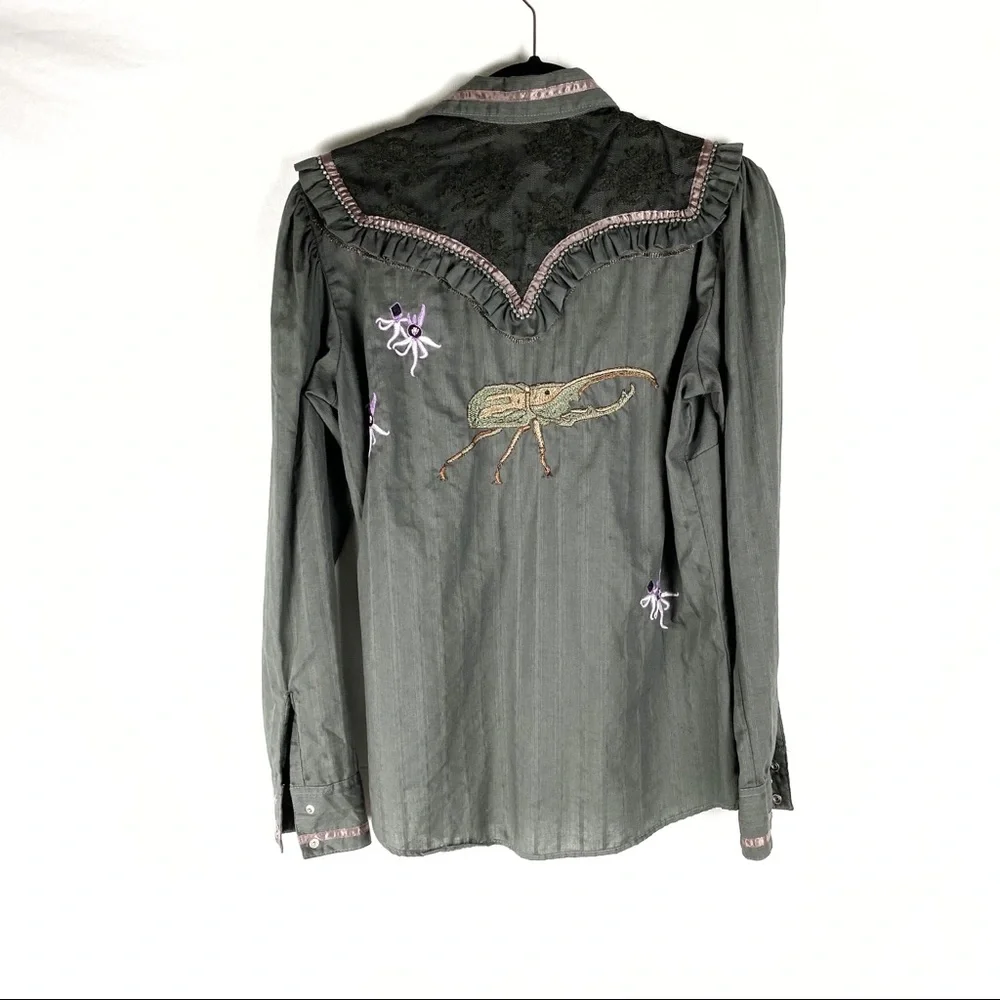 NEW Chatav Ectabit Gray Handmade Western Style Top - Picture 3 of 7
